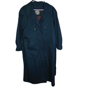 Vtg 80s 90s Fleet Street Trench Coat Green Size‎ 10 Removable Paisley Liner